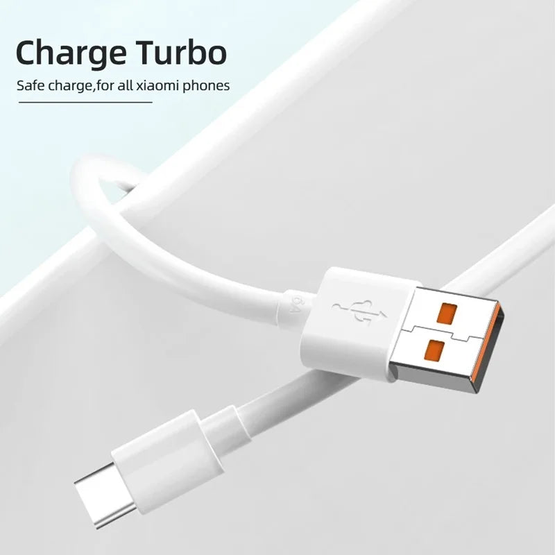 Original 120W USB Turbo Fast Charging Cable for Xiaomi Mi 17 15 14 13 12 11 6A 67W Type C Cable Redmi Note 10 9 8 7 Pro K70 Poco