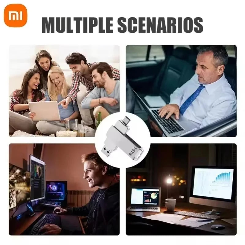 Xiaomi USB 3.2 16TB Type-C 2-in-1 OTG Flash Drive - High-Speed Storage Options: 2TB, 4TB, 8TB, 16TB for PC and Laptop