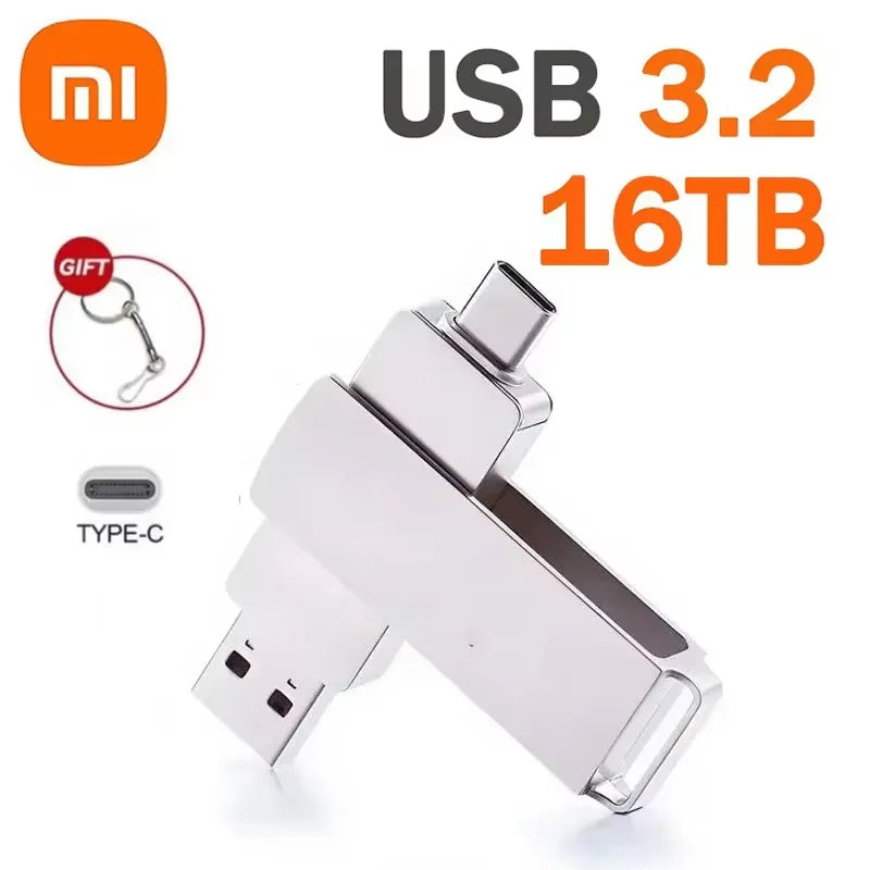 Xiaomi USB 3.2 16TB Type-C 2-in-1 OTG Flash Drive - High-Speed Storage Options: 2TB, 4TB, 8TB, 16TB for PC and Laptop
