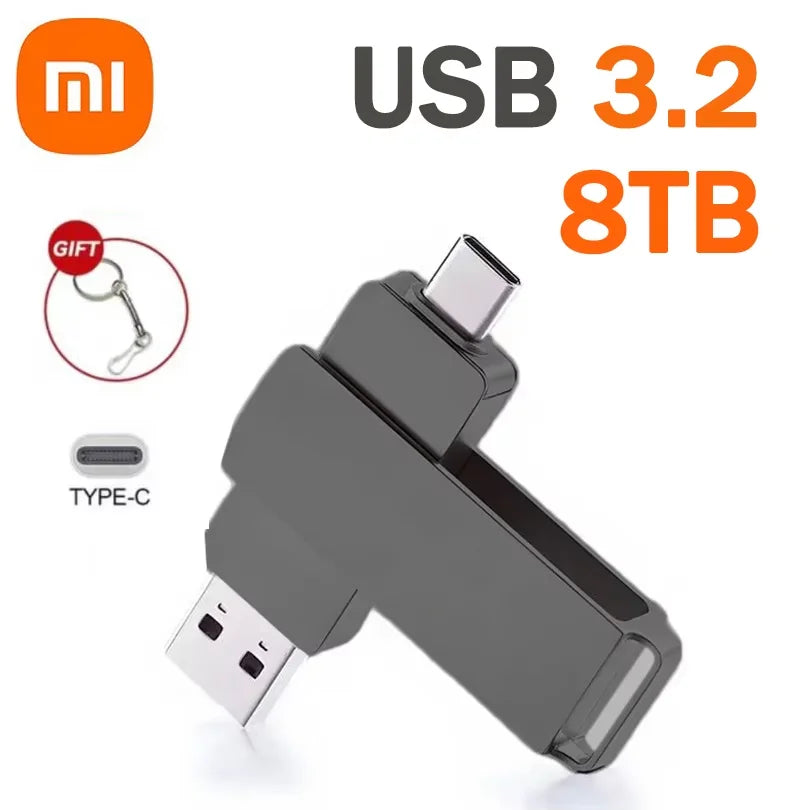 Xiaomi USB 3.2 16TB Type-C 2-in-1 OTG Flash Drive - High-Speed Storage Options: 2TB, 4TB, 8TB, 16TB for PC and Laptop