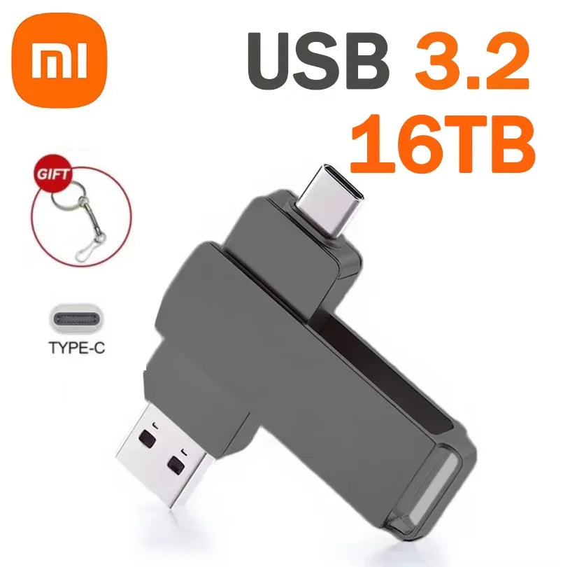 Xiaomi USB 3.2 16TB Type-C 2-in-1 OTG Flash Drive - High-Speed Storage Options: 2TB, 4TB, 8TB, 16TB for PC and Laptop